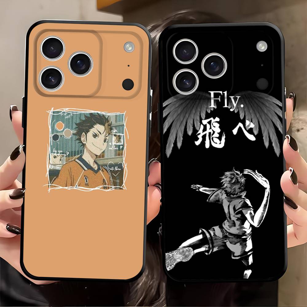 Haikyuu For IPhone 15 16 14 Plus 13 12 11 17 Pro Max 17 Air Black Soft Phone Cover
