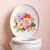 Hand-Painted Peony Toilet Seat Stickers, Elegant Waterproof Self-Adhesive Decals for Bathroom Decor