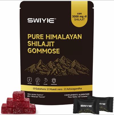 Jeleuri Shilajit pentru Energie | Cu Ashwagandha, Gokshura & 5 Adaptogeni | Fără Zahăr Adăugat | 60 Jeleuri Vegane