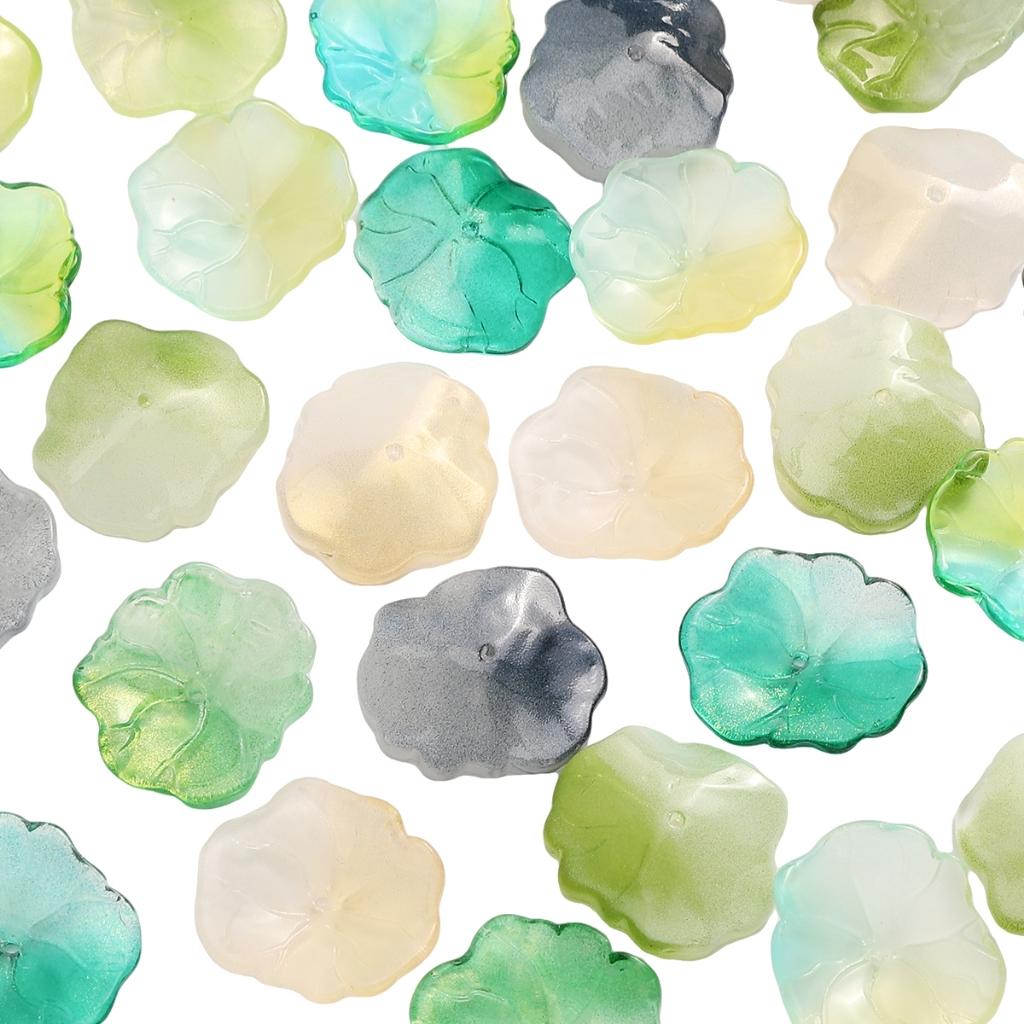 5pcs [22x25mm] Three-dimensional Lotus Leaf Beads Transparent Half-Color Lotus Leaf  Glass Accessories DIY Handmade