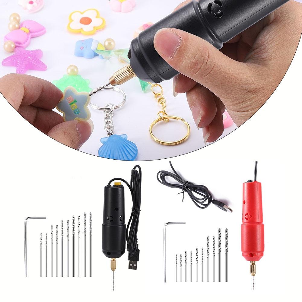 Multifunctional Electric Pin Vise Kit Mini Electric Hole Punch Jewelry Making Tools Mini USB Electric Drill Electric Hole Punch