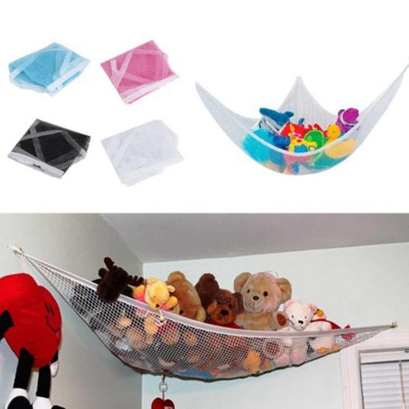 Durable large plush toy hanging net for corner toy storage in bedrooms, homes and dorms