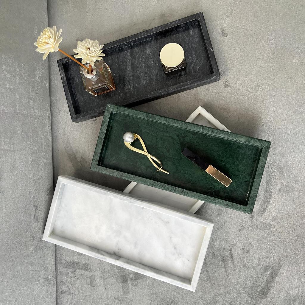 Marble Serving Tray, Marble Elegant Jewelry Tray, Decorative Countertop Organizer for Club Kitchen Office Decor
