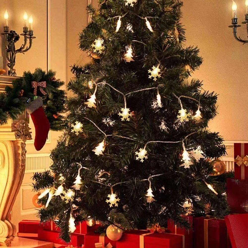 Battery Version LED Curtain Lights Snowflake Tree Decor Lamp New Year Atmosphere Lamp  Home Decor