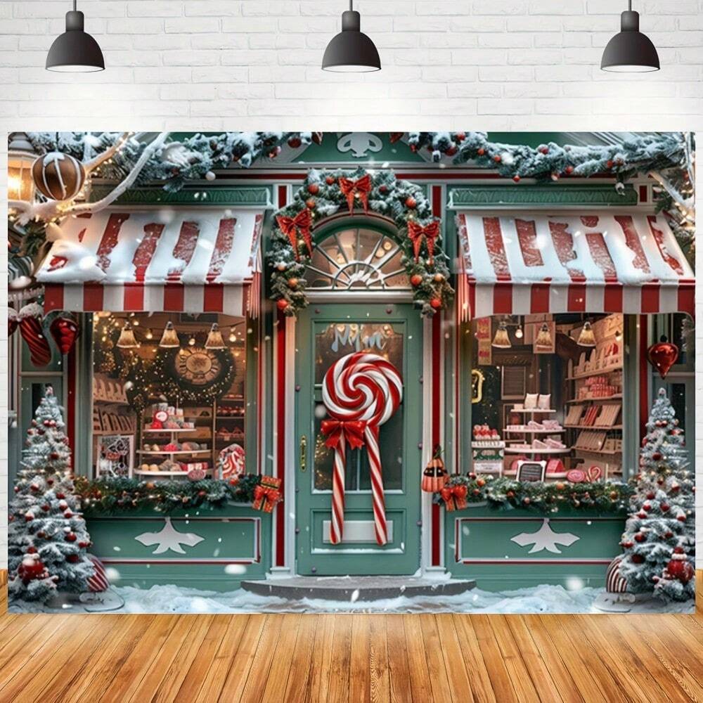 Christmas Tree and Candy Decoration Photo Background | Perfect for New Year General Celebrations Photo Studio Banners Multi-p