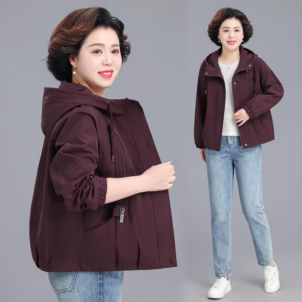 Elegant Short Windbreaker for Mid-Aged Women - Stylish Spring/Autumn Casual Outerwear