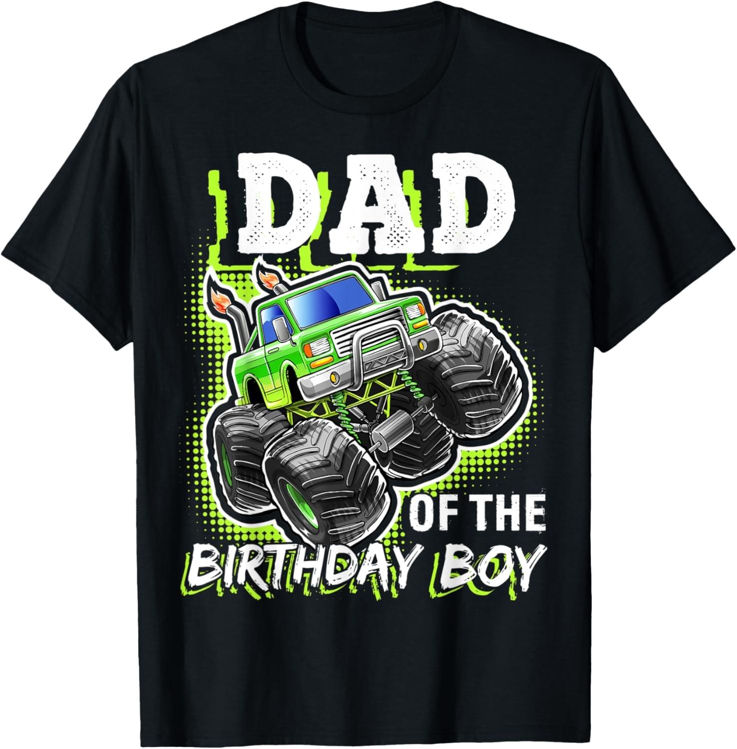 Mens Dad of the Birthday Boy Monster Truck Birthday Gift T-Shirt S разноцветный
