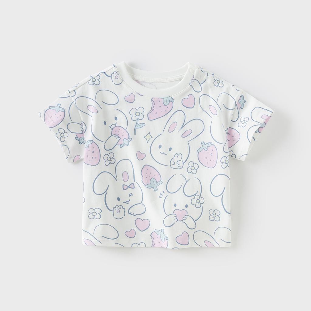 David Bella children's short sleeved T-shirt, girls' pure cotton base shirt, summer clothes, female baby antibacterial top