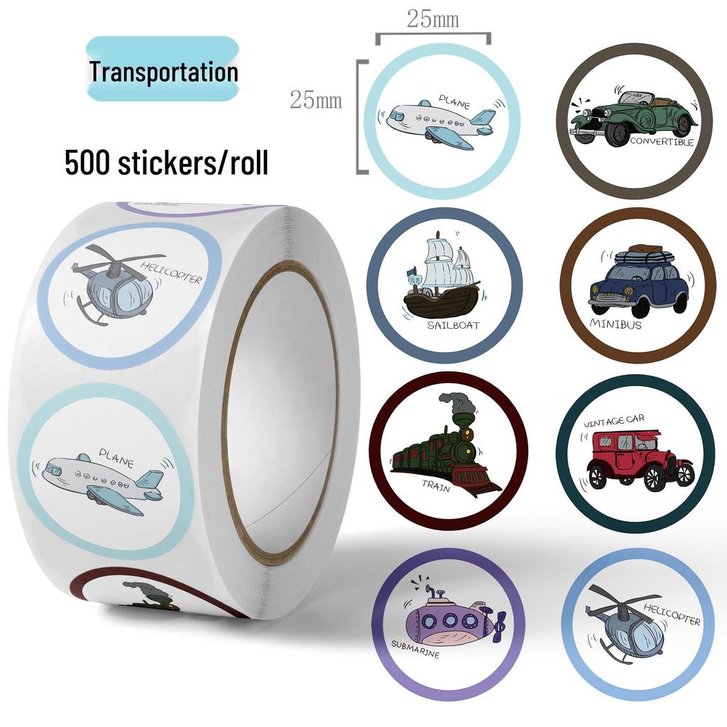 Children's Cartoon Ambulance Car Stickers: Educational Vehicle Labels for Kids