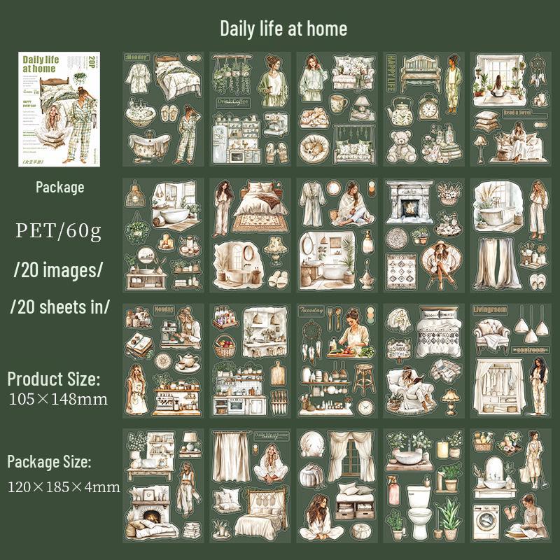 Beautiful Day Character Girl Scenery PET Sticker Book: Girl's Handbook Series with 4 Styles & 20 Sheets Each