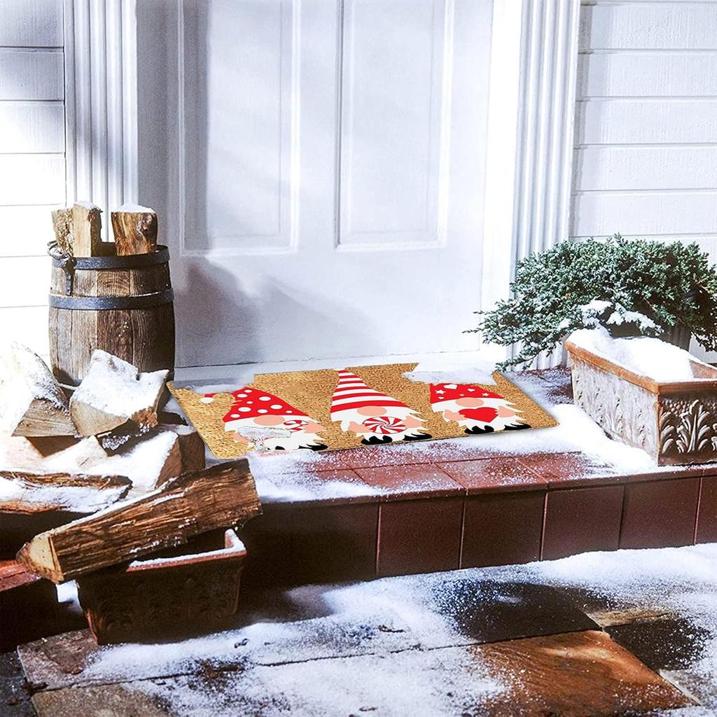 Christmas Decorative Front Door Rug Indoor Outdoor Non-Slip Mat Home Garden Entrance Welcome Doormat