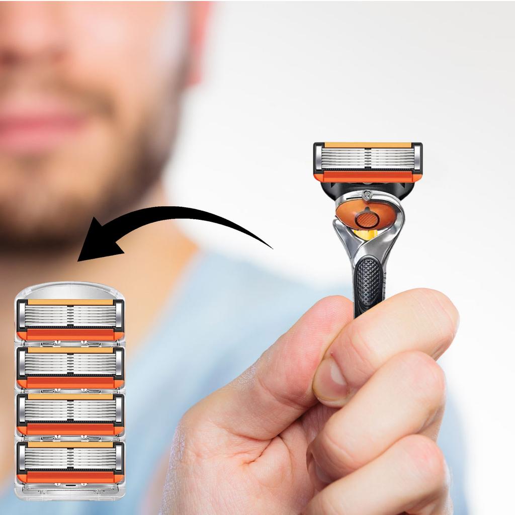 Piece Men's Razor- Blade- Replacement Set With Free Handle, Long Handle Safety Razor- Kit With Ultra Sharp Stainless Steel Blades, Ideal Grooming Gift