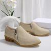 Fashion 2024 Fashionwomens Shoes Zipper Design Springandautumnnew Style Pointed Toe Solid Color Mid-heel Casual Large Size Women's Shoes
