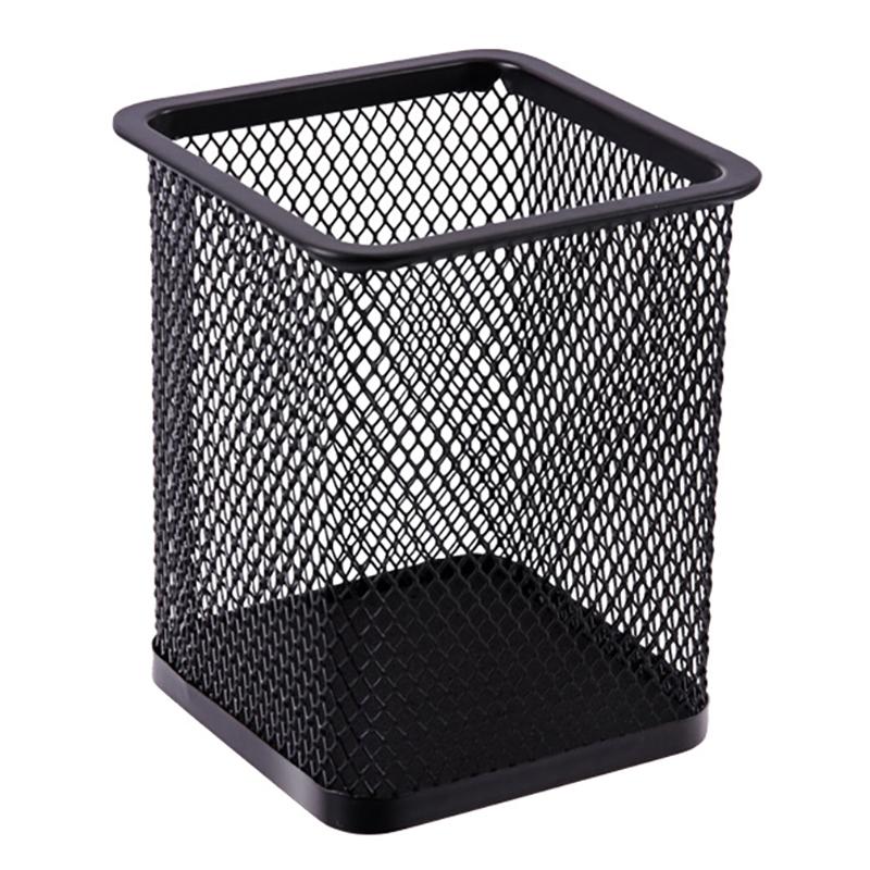 Kreativ Penneholder Skrivebord Metallnett Firkantet Penneboks Beholder Organizer Skrivesaker Skrivebordsdekorasjoner