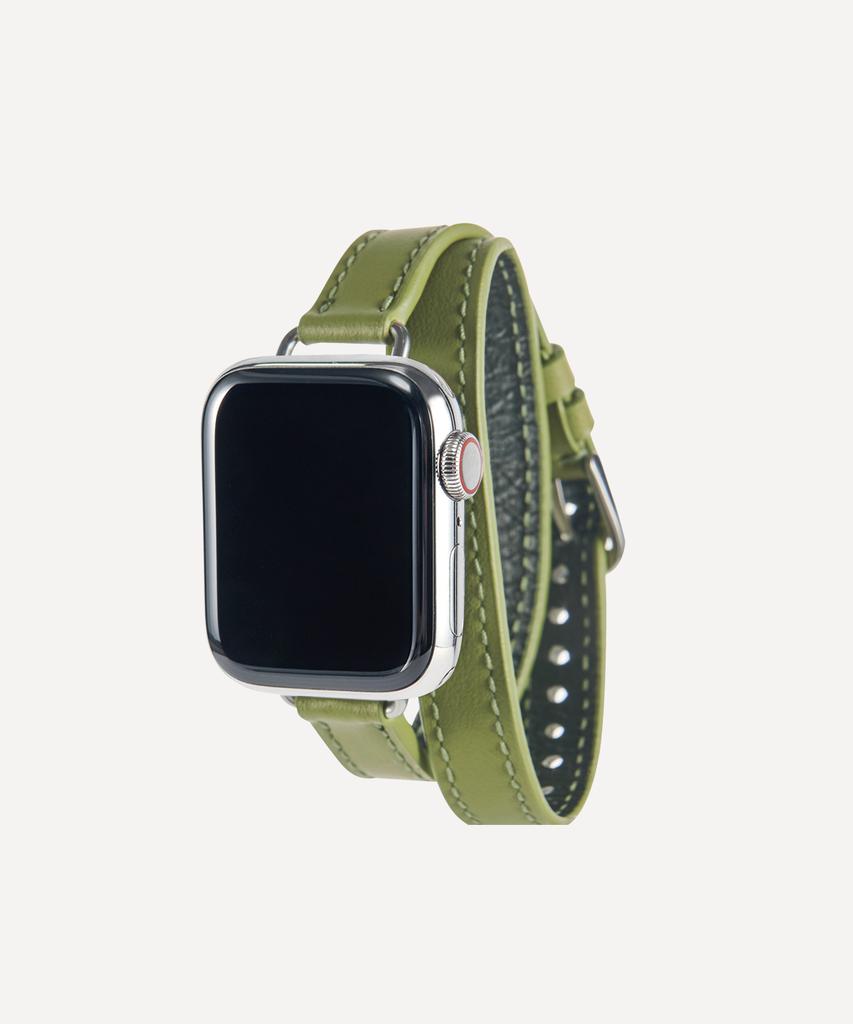 Adeo Apple Watch Cinturino Doppio Sottile Doppio Giro in Ecopelle Cinturino per Orologio Verde Oliva (Digitare A)