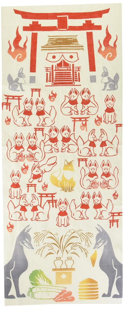 Kenema Tenugui Hand Auspicious Hyakusen Fox Inari Miyamoto-Towel Towel,