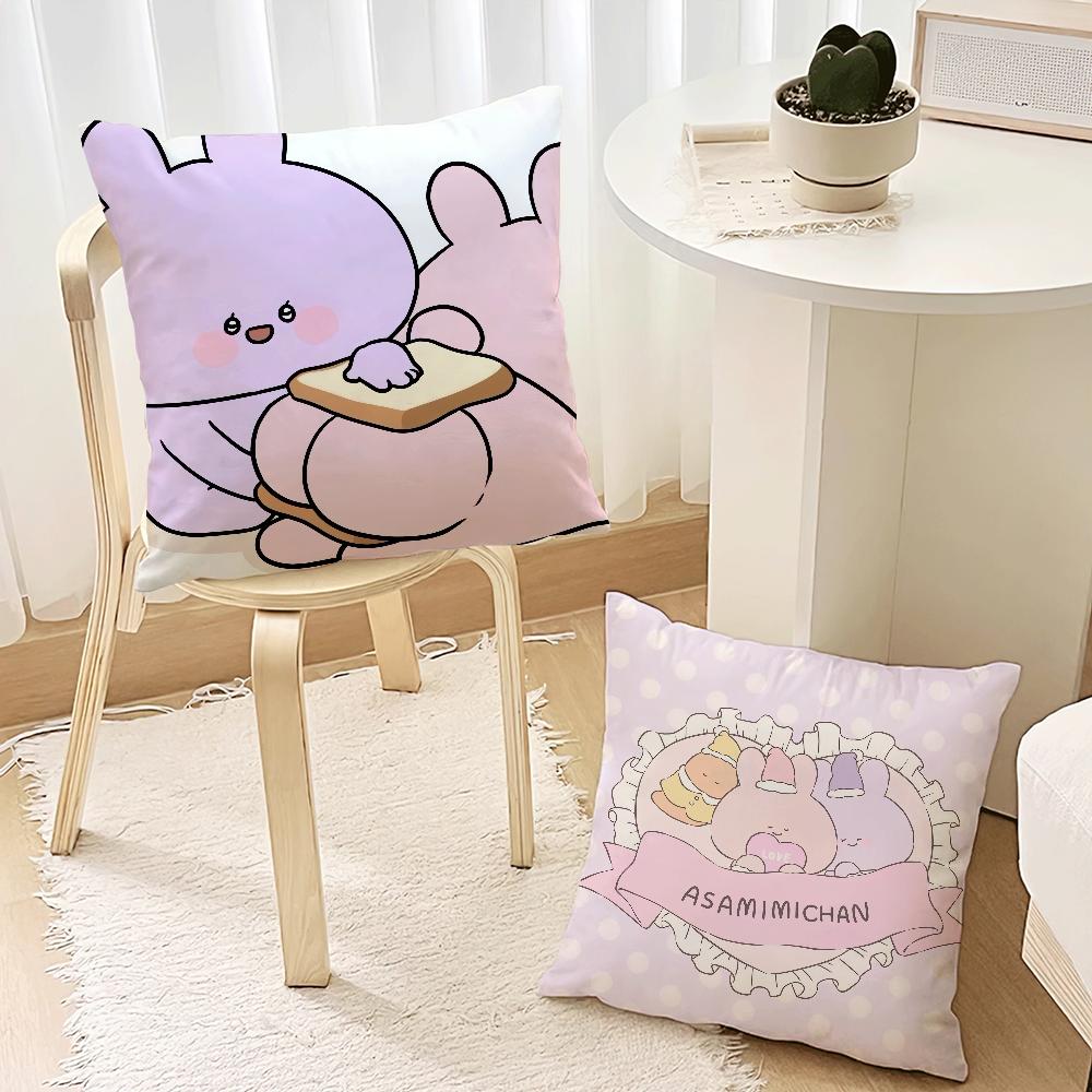 Cartoon A-Asamimichan Cute Bunny cushion For Bedroom Car Coffee Shop Room and Living Room Sofa Decorative Pillow Cover Case