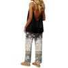 Women's Sleeveless Backless Top and Elastic Waist Pants Set, Color Loungewear