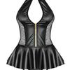 European & American Black Patent Leather Zipper Skirt Set - Sexy Style, September Collection