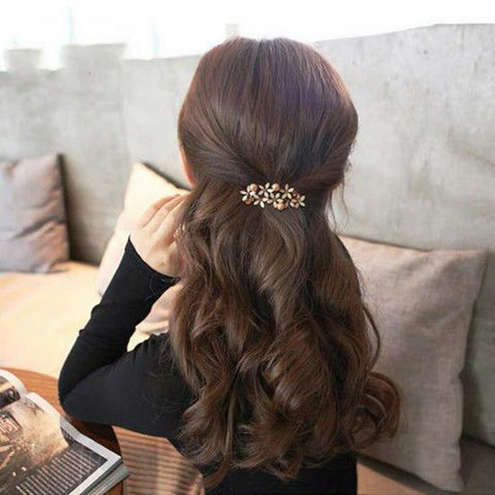 

Korean Floral Hair Clip: Simple Alloy Spring Clip for Half Updos Length 7cm серый