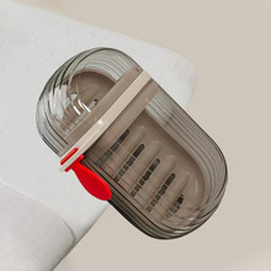 

Compact Double-Layer Portable Soap Dish with Draining Lid for Travel and Home Use