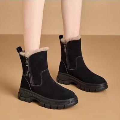 Anti-slip Snow Boots for Women, New Thickened Cotton Boots, Retro Cotton Shoes and Fleece Ankle Boots