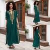 "European & American Embroidered Cotton Maxi Skirt: Women's Beach Sun Protection Robe"