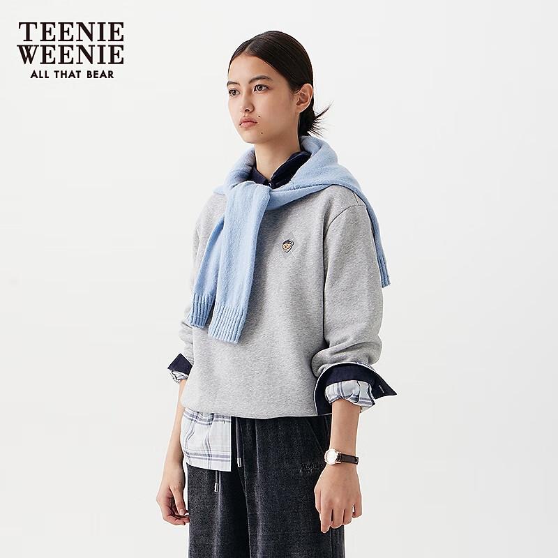 Teenie Weenie Women's Bear Embroidered Round Neck Sweatshirt