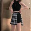 Gothic Harajuku Plissee Röcke Frauen mit Bein Ring Hohe Taille Kurzen Rock Sommer Punk Casual Mini Rock Damen