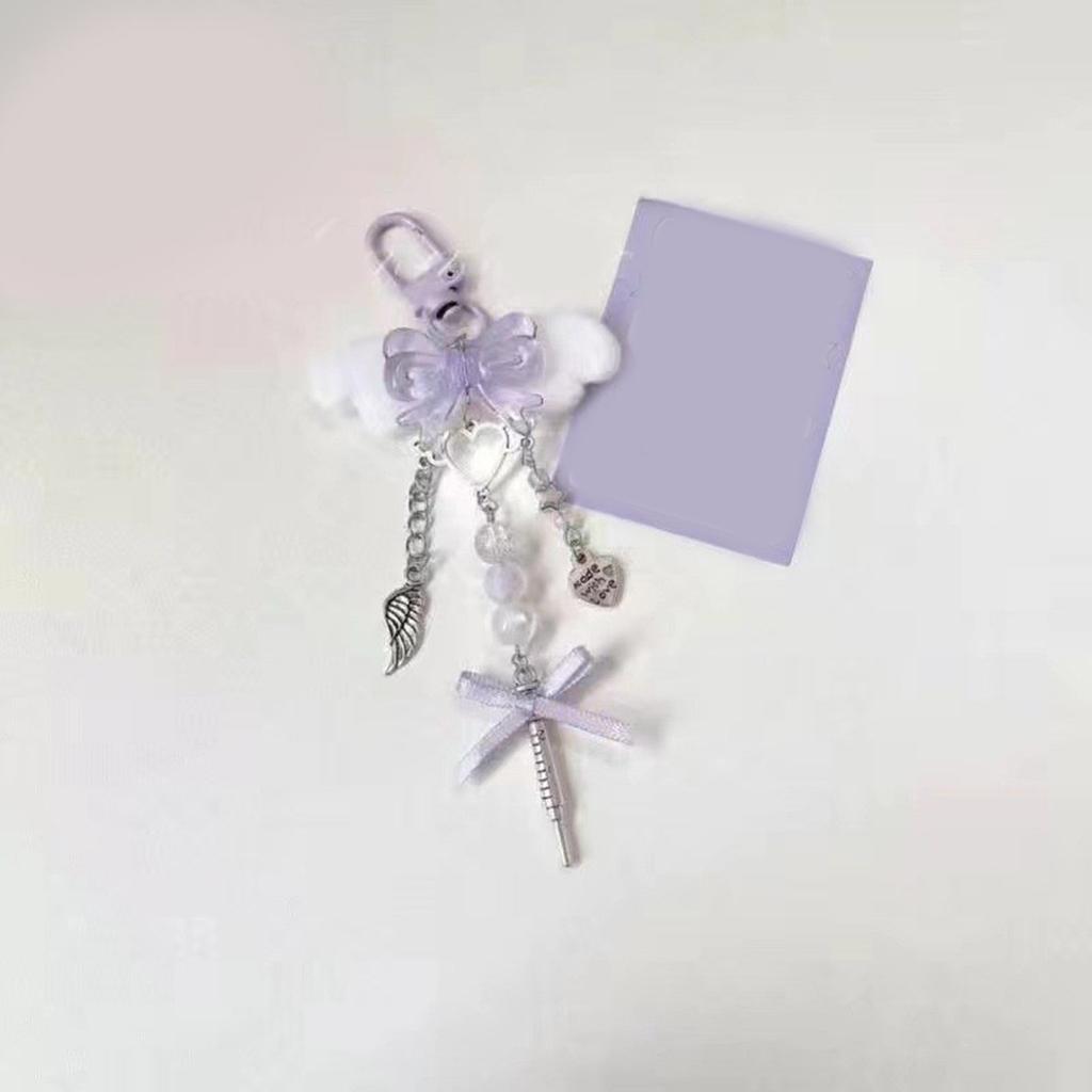 Chic Bowknot Phone Accessory Trend Phone Charm for Women Girls Beaded Keychain Bag Purse Backpack Wallet Decorations