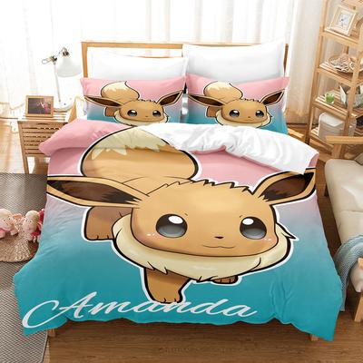 Conjunto de Cama Desenho Animado Anime Pokemons Kawaii Pikachu Gengar Eevee Charizard Colcha Capa de Edredom Fronha Conjunto de Cama Infantil Solteiro King Size