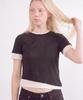 DOUBLE SEEN Layered Crop Short Sleeve Tee_ Charcoal