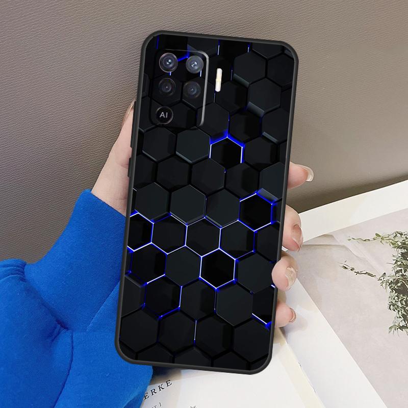 3D Hexagonal Lights Case For Oppo A5 Pro A15 A17 A57 A77 A18 A38 A58 A78 A98 A94 A74 A54 A16 A76 A96 A40 A60 A80