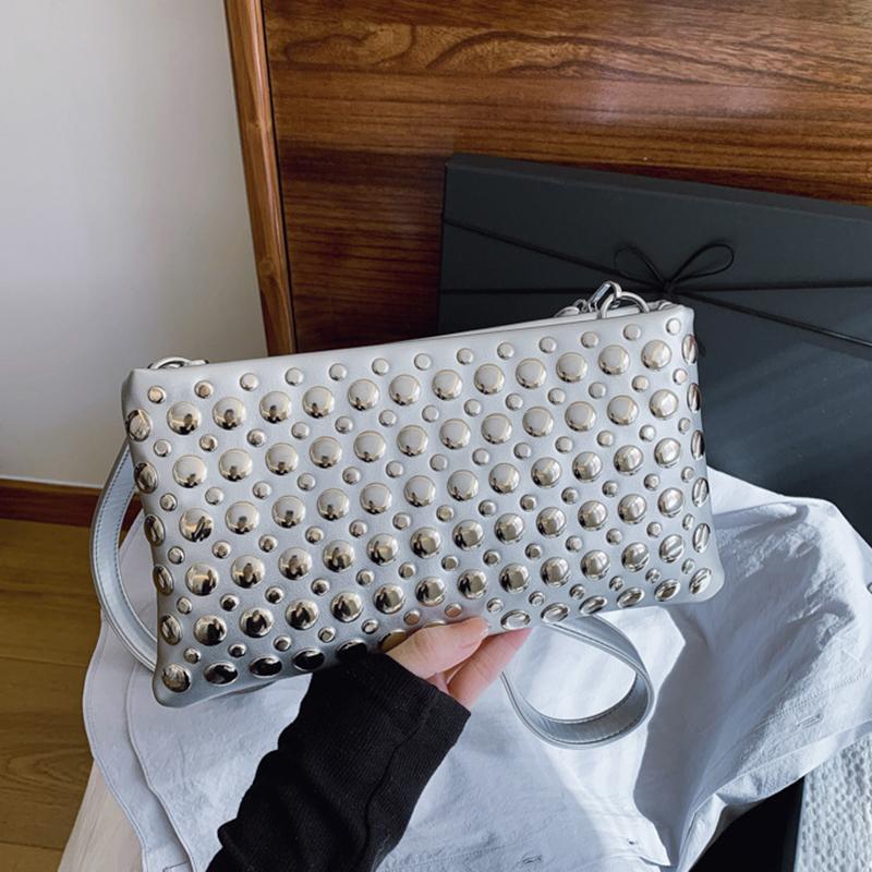 Retro Small Rivets PU Leather Shoulder Bag for Women Punk Style Handbags and Purses Females Crossbody Bags