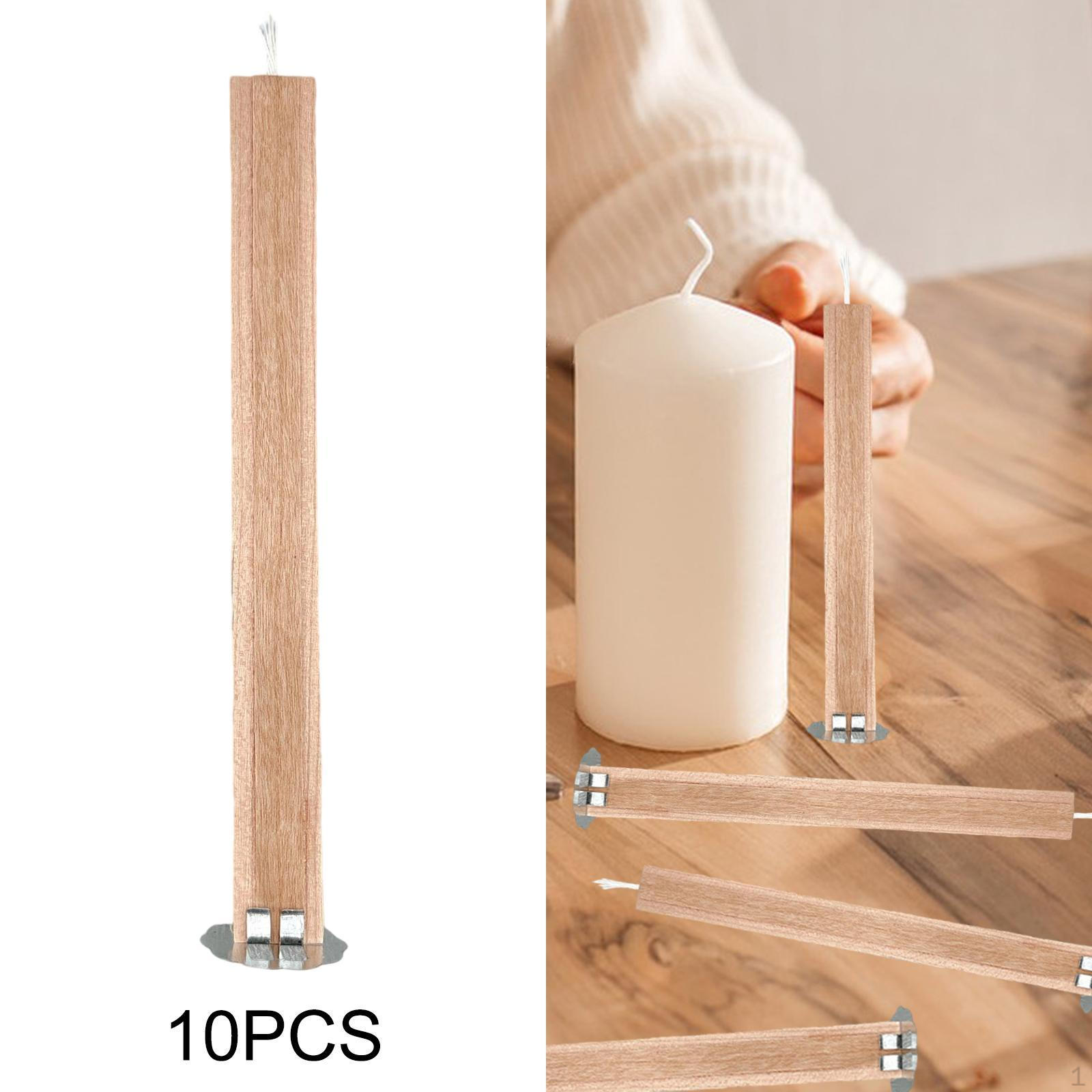 

10 штук Дерев яні ґноти для свічок Портативні Замінні DIY Вироби 5,12 дюйма з Основою 10 мм 10mm