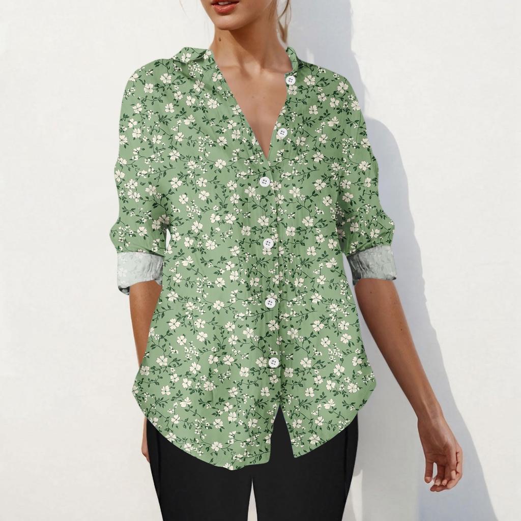 Damen Hemd mit Knöpfen Langarmhemden für Damen Druckgrafik Bluse Top
