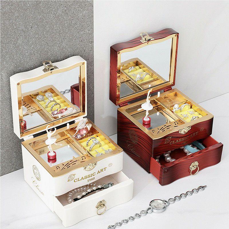 Enchanting Retro Music Box With Rotating Ballerina And Elegant Jewelry Storage