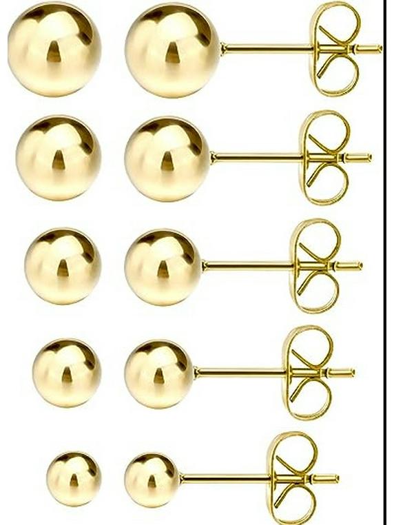 

Хит продаж, набор из 5 пар: Круглые серьги-пусеты с искусственным жемчугом и бриллиантами для девочек Electroplated золотой