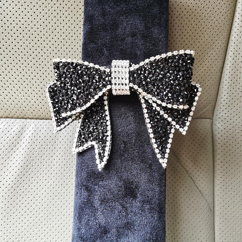 1/2pcs Universal Car Seat Belt Shoulder Cover Cute Handmade Diamond Bow Car Interior Decoration Safety Belt Car Accessories