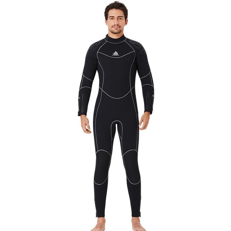 5MM Professional Diving Suit One-piece Long-sleeved Velvet Thermal Snorkeling Surfing Swimsuit XL