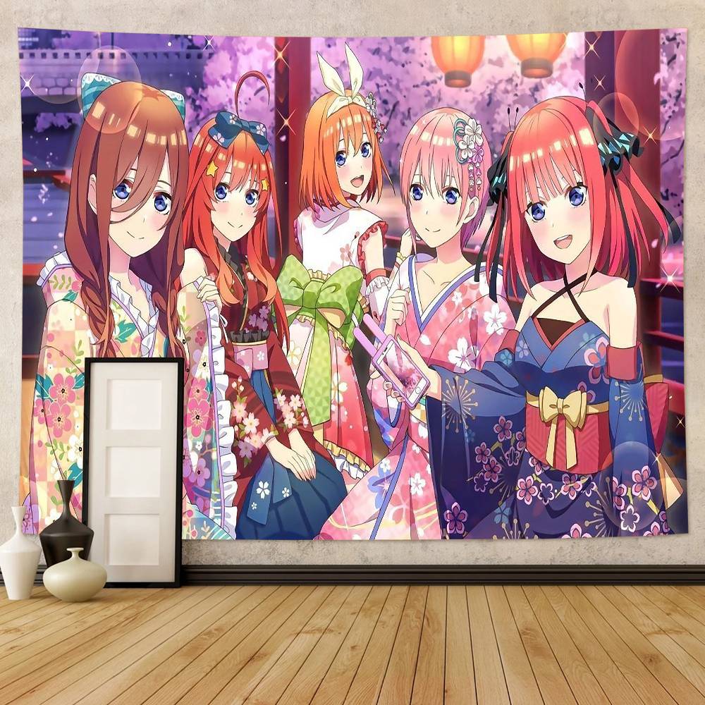 TThe QQuintessential QQuintuplets Tapestry Decoration Bedroom Dormitory Background Cloth Holiday Home Party Living Room