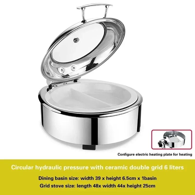 Electric heating insulation furnace Hotel breakfast stove Square Buffet Furnace tableware Stainless steel hydraulic buffet stove