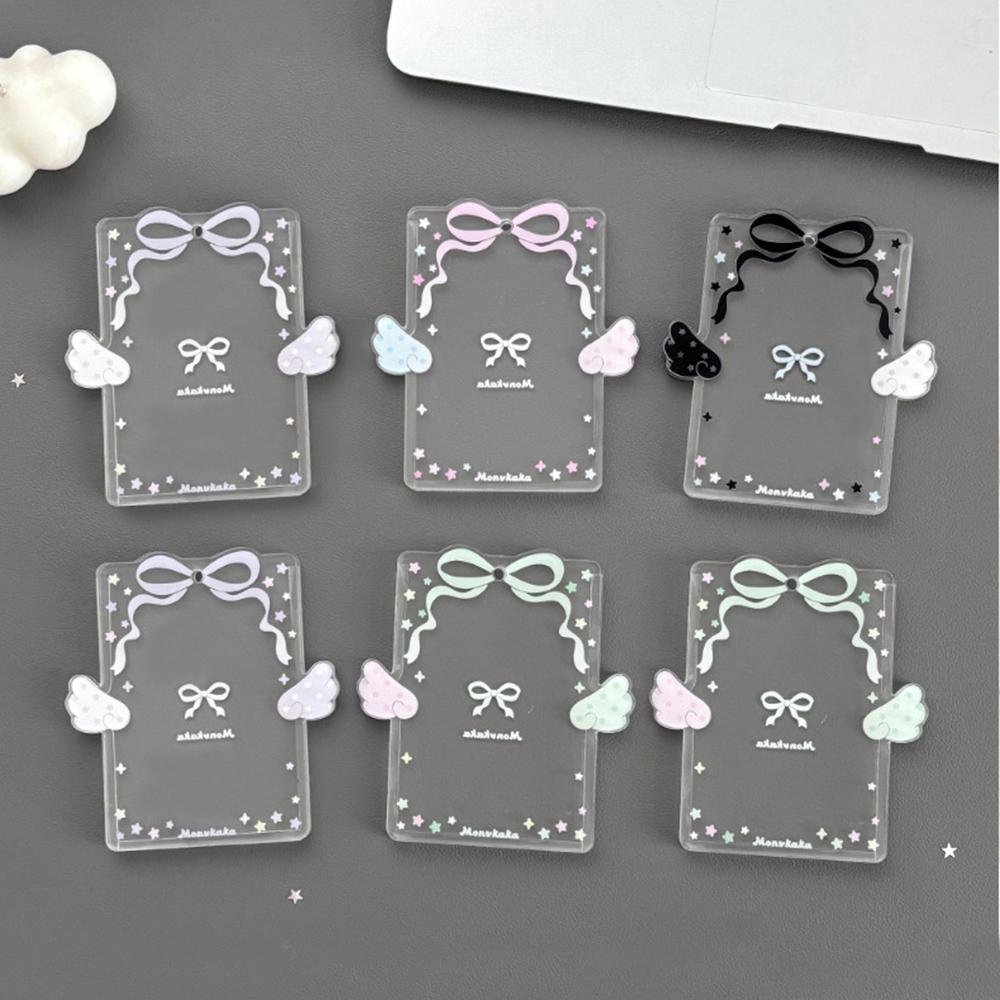 Cute 3-inch Photocard Holder With Wing Charm Keychain Pop Idol Photo Sleeve For Student ID Bag Pendant Cute Card Protector