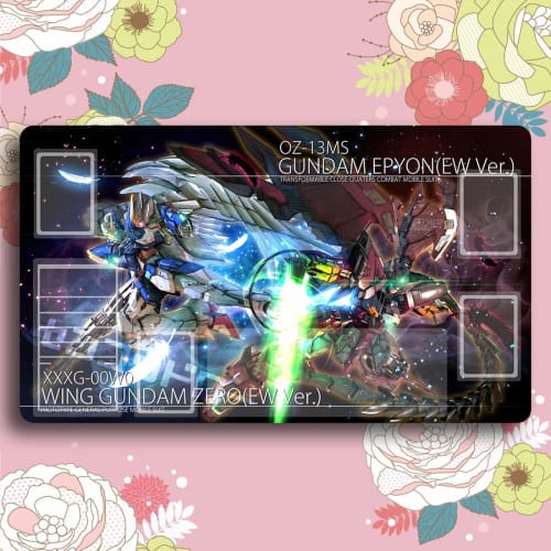 Senkou Draw Card Game Play Mat for Gundam Epyon and Wing Gundam Zero (B) Anime Merchandise, Universal TCG Play Mat with Storage Case, Card Frame (60cm
