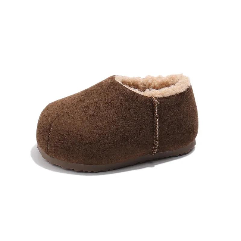 

2024 Детская Повседневная Теплая Обувь для Девочек Зимняя Новая Мода Корейский Стиль Мягкая Подошва Противоскользящая Универсальная Шикарная Кожаная Обувь 23