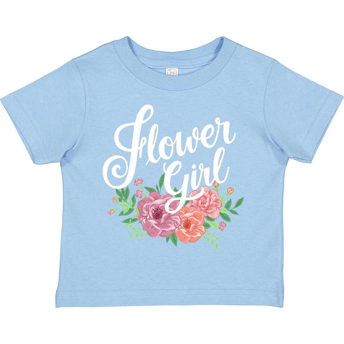 Inktastic Flower Girl Hand Lettering With Flowers Illustration Toddler kids boys T-Shirt 130