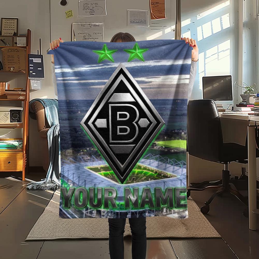 1PC Custom Name Vfl Gladbach Patterned Flannel Blanket Suitable For All Seasons for Home Decor Warmth and Comfort Gifts Holiday Present