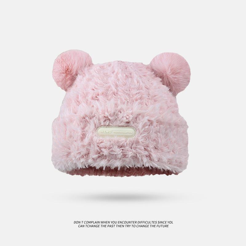 Plush Knitted Hat Autumn and Winter Warm Ear Protection Hat Large Head Circumference Pullover Hat Versatile Woolen Hat To Protect Against Cold