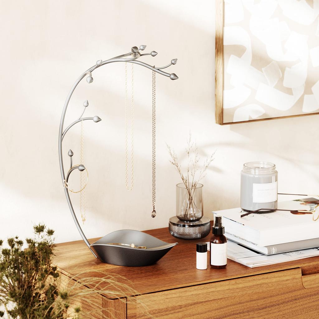 Umbra ORCHID Jewelry Tree, Gunmetal, Jewelry Storage, Stand, and Trinket Box