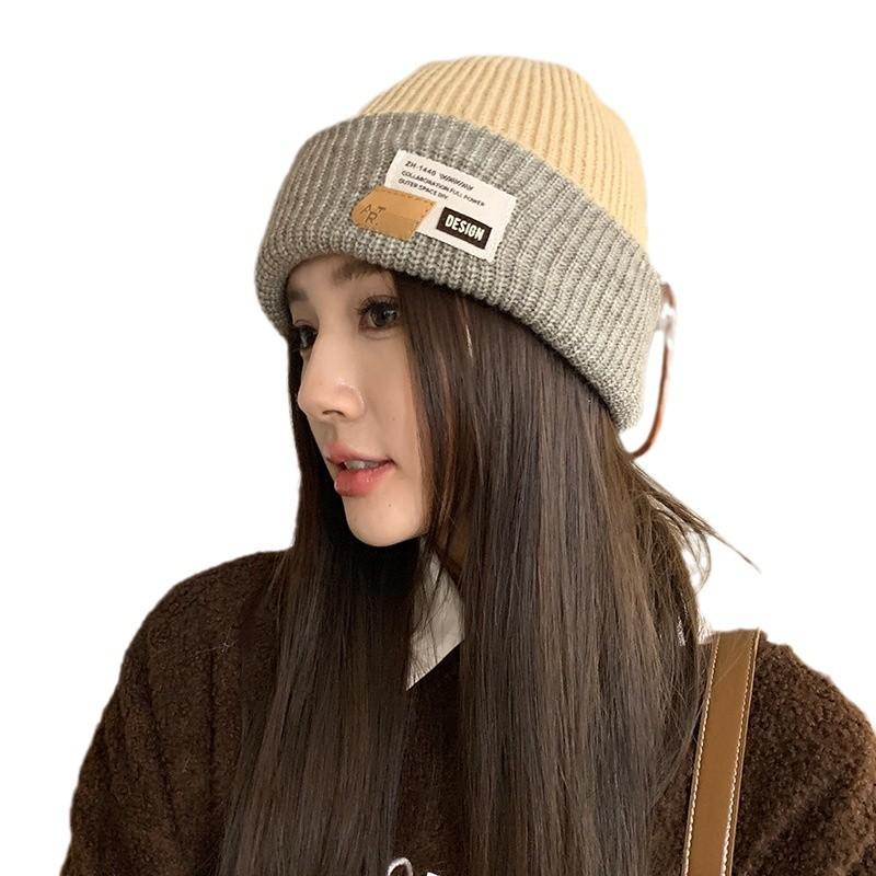 Hat Women's Autumn and Winter Woolen Hat Student Ear Protection Knitted Hat Korean Style Versatile Pullover Hat Double Sided Wearable Pile Hat